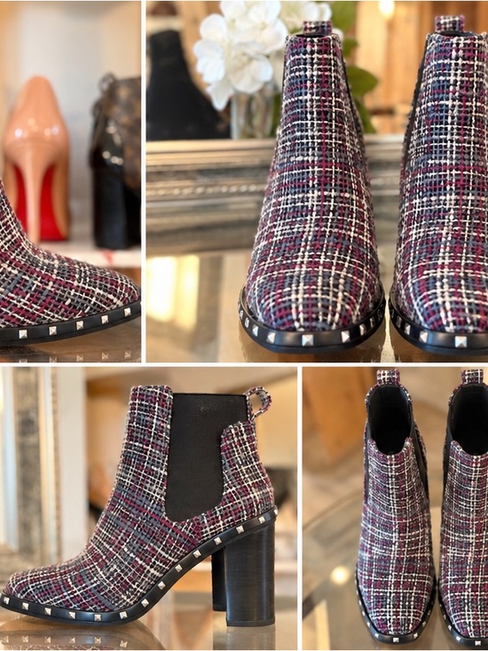 Charles By Charles David Shoes - Charles By Charles David Burgundy Plaid Tweed Chelsea Booties